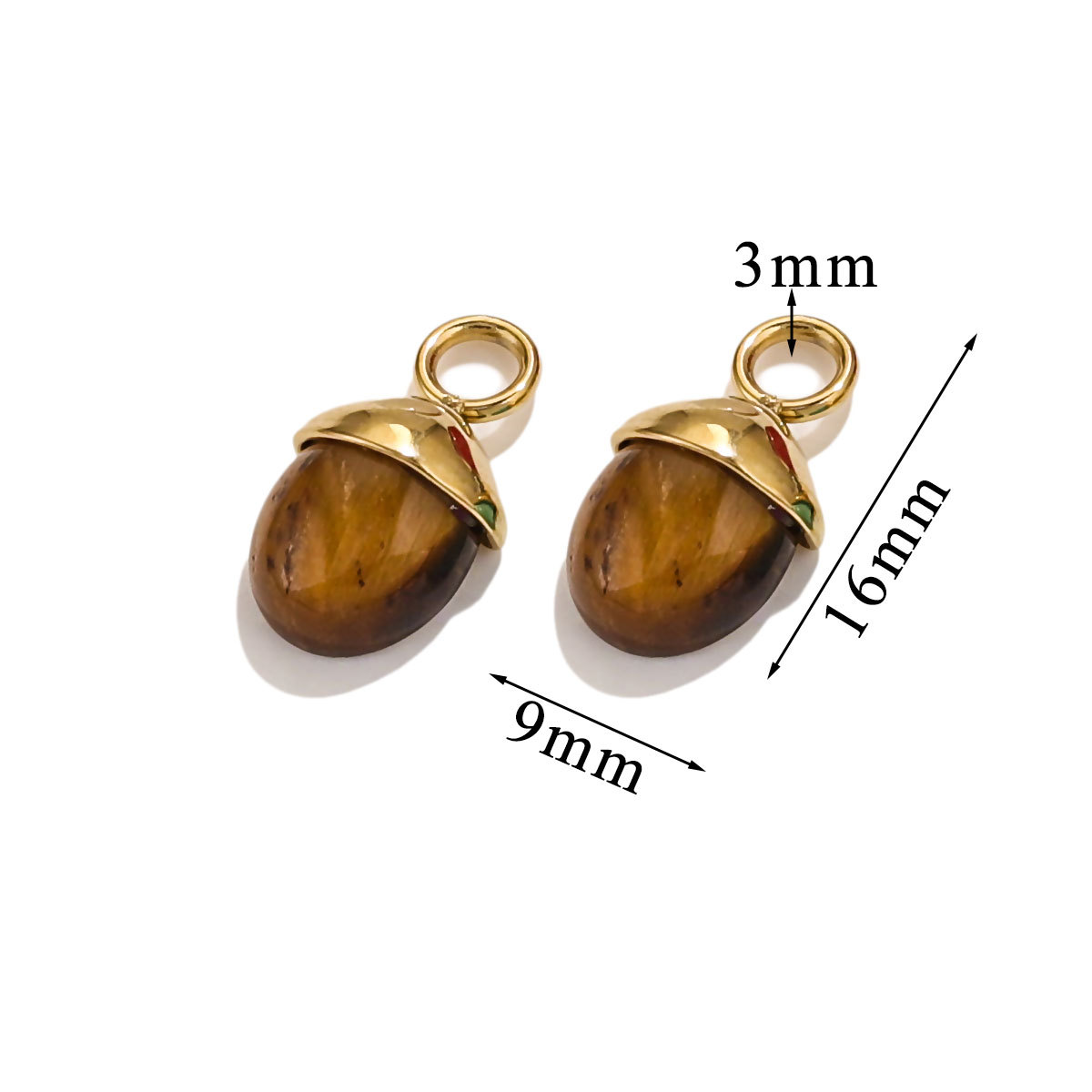 1 Piece Elegant Retro Style Oval Shape Stainless Steel  Gold Color Inlay Natural Stone Women's Pendant h5 